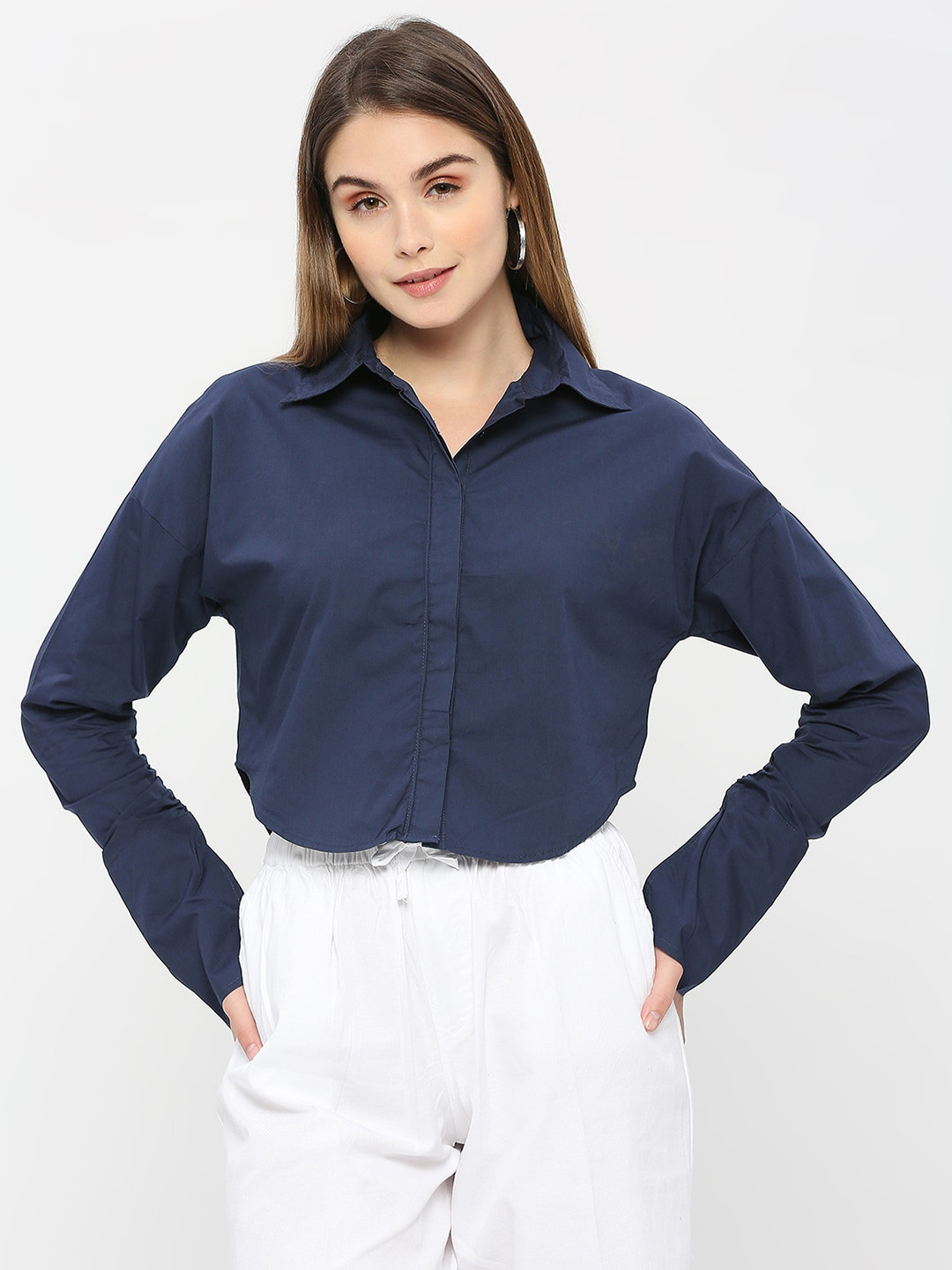 Remanika Full Sleeves Comfort Casual Cropped Cotton Shirt