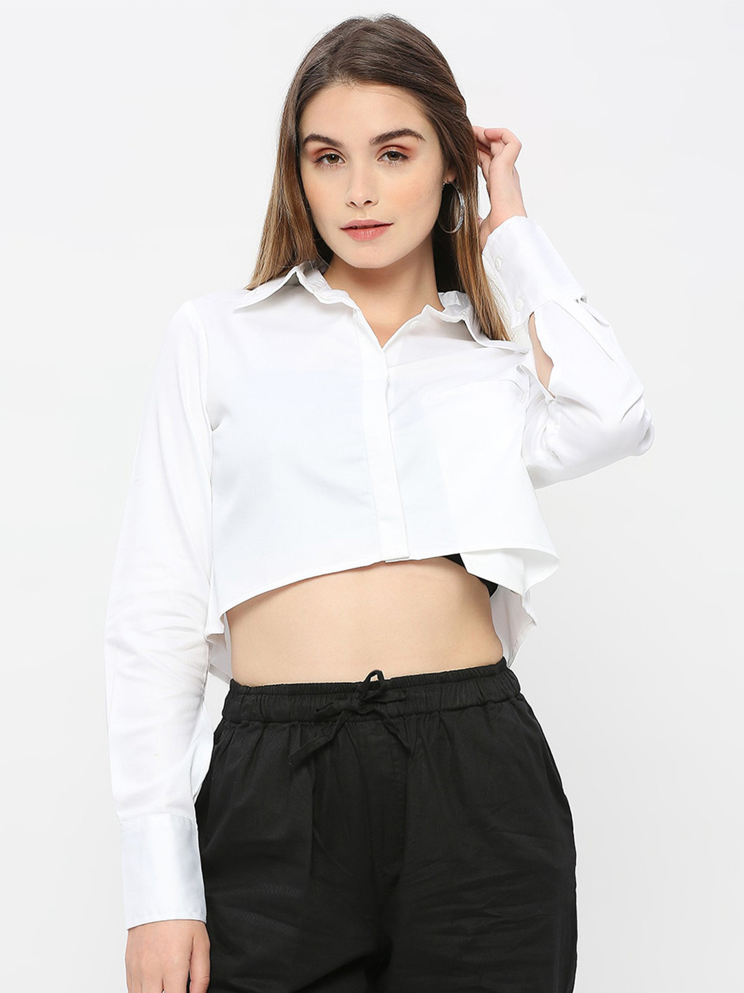 Remanika French Cuff Comfort Casual Cropped Cotton Shirt