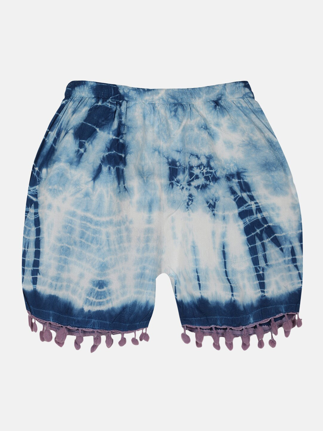 KiddoPanti Girls Tie & Dye Printed Regular Fit Mid-Rise Shorts