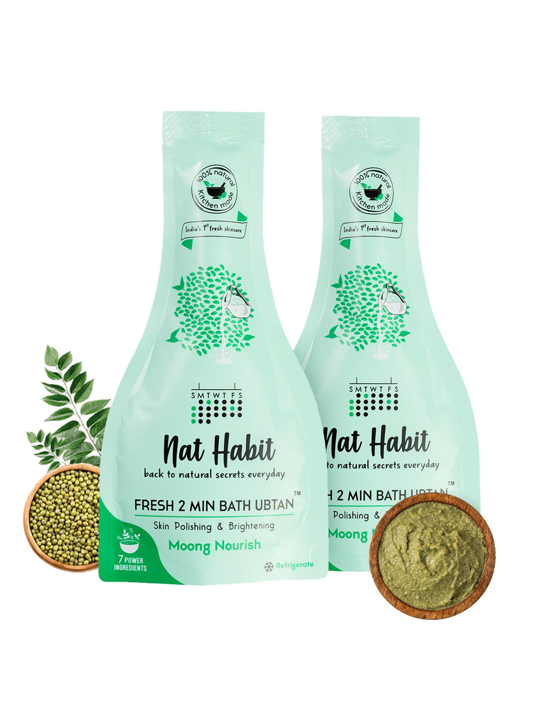 Nat Habit Set Of 2 Fresh 2-Minute Moong Nourish Bath Ubtan 80 g Each