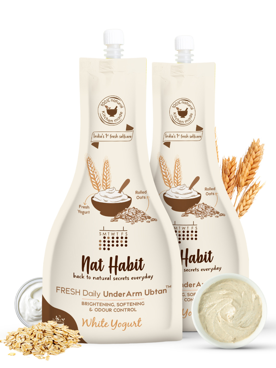 Nat Habit Set Of 2 Fresh Daily White Yogurt Under Arm Ubtan 40 g Each