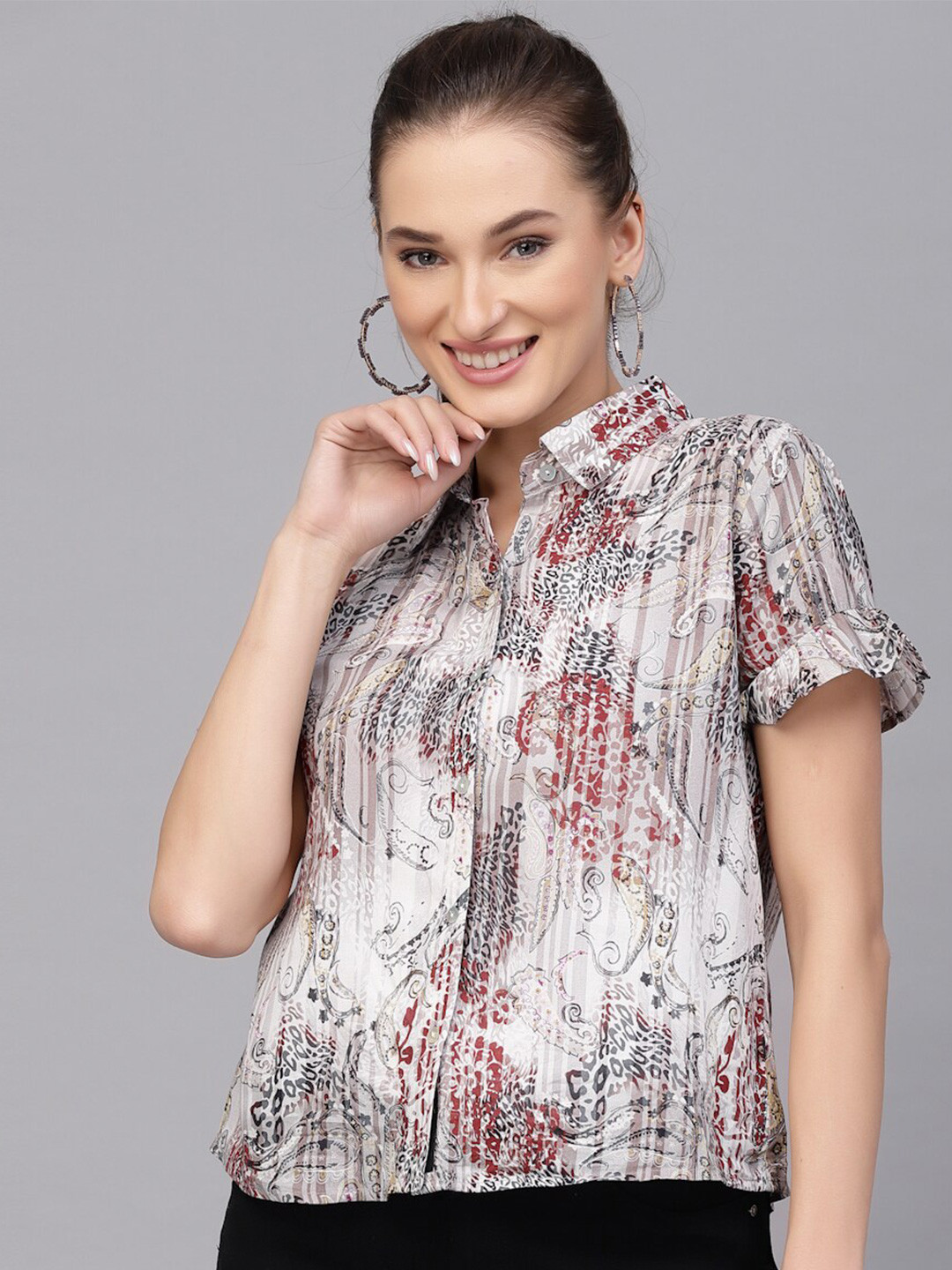 VALBONE Comfort Wrinkle Free Abstract Printed Casual Shirt