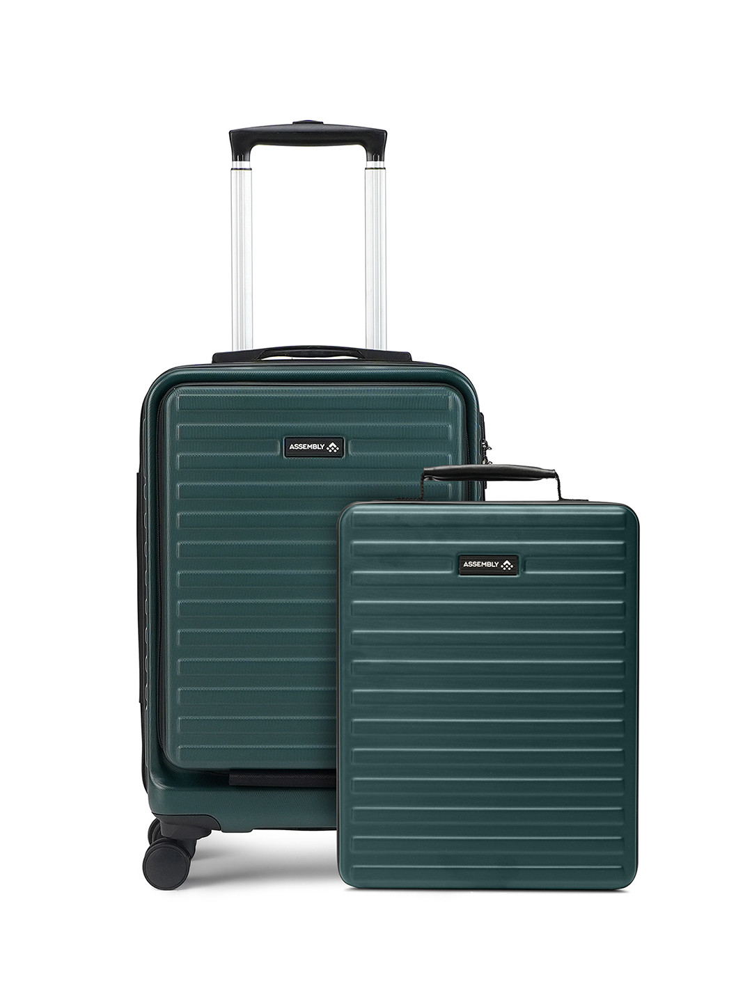 Assembly Forest Green Hard Sided Cabin Luggage 40Liters with Hard Shell Laptop Backpack