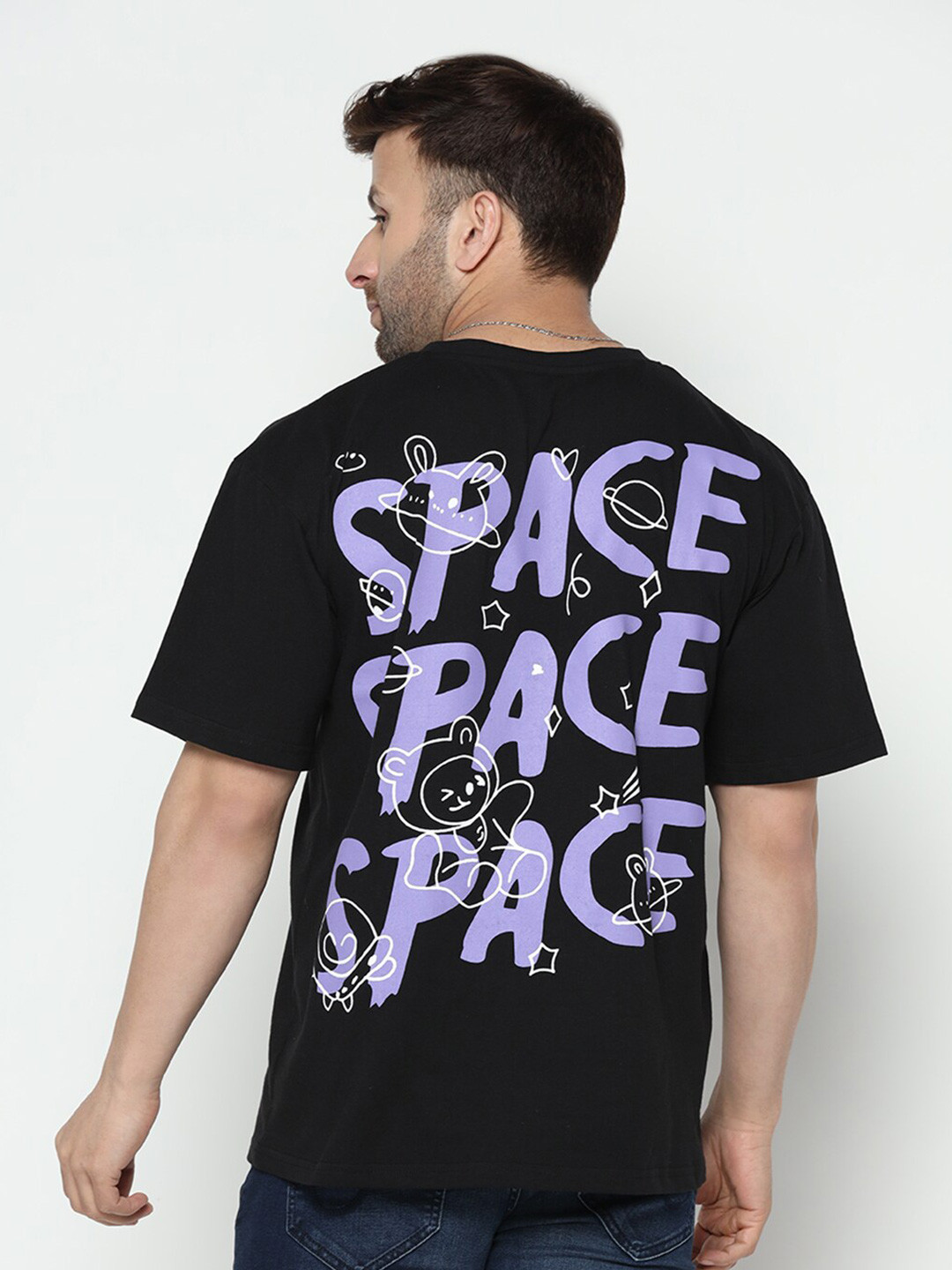 GRITSTONES Typography Printed Oversize Cotton T-shirt