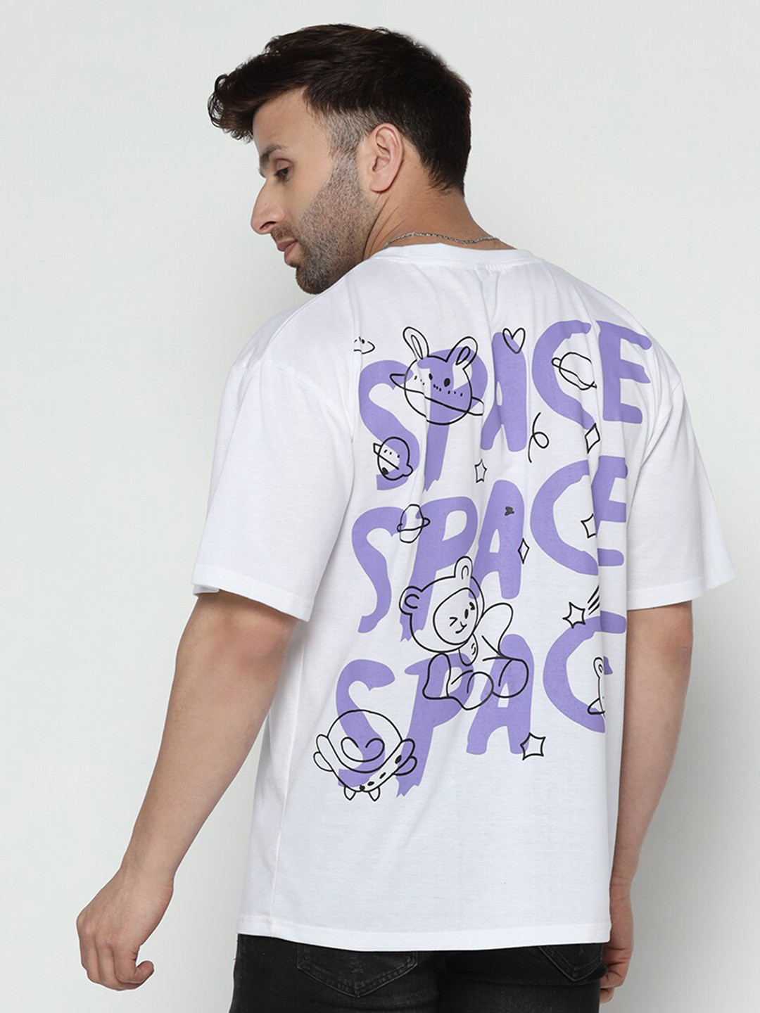 GRITSTONES Typography Printed Drop-Shoulder Sleeves Oversize T-shirt