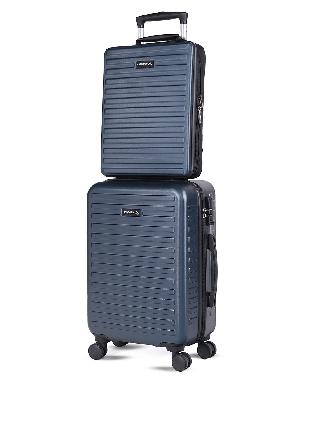 Assembly Set Of 2 Textured Hard-Sided Cabin Trolley Bag With Hard Shell Laptop Backpack