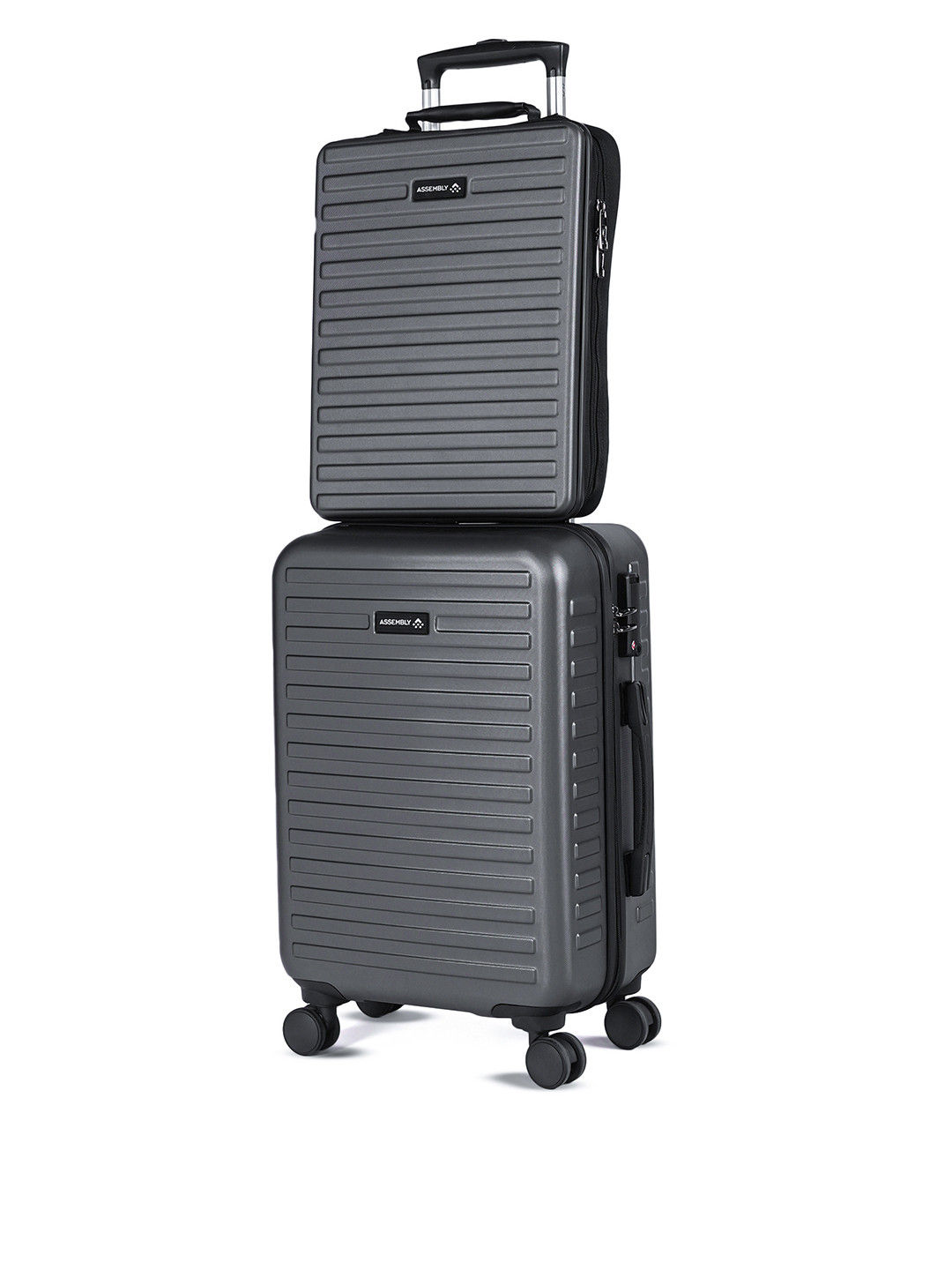 Assembly Set Of 2 Textured Hard-Sided Small Trolley Suitcase Laptop Backpack