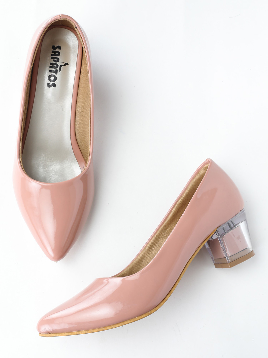 SAPATOS Solid Pointed Toe Block Pumps