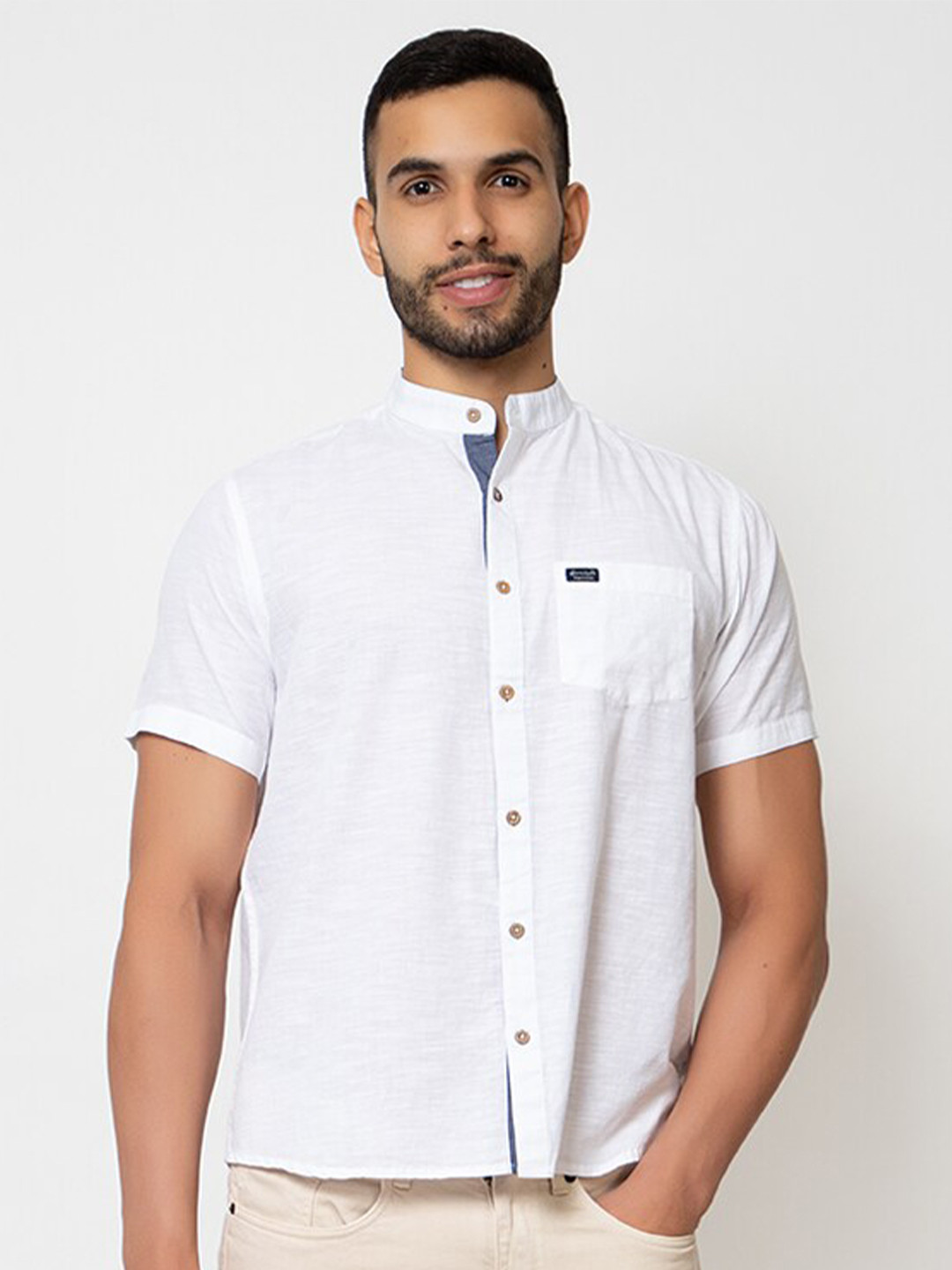 ARMISTO Premium Mandarin Collar Linen Casual Shirt