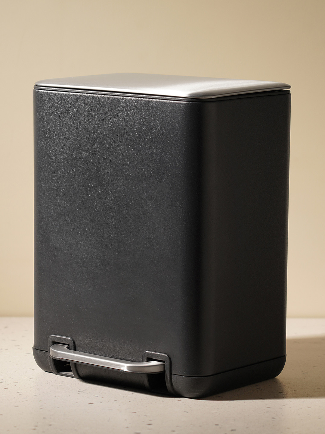 Pure Home and Living Black Pedal Rectangular Large Waste Bin With Lid 12 L