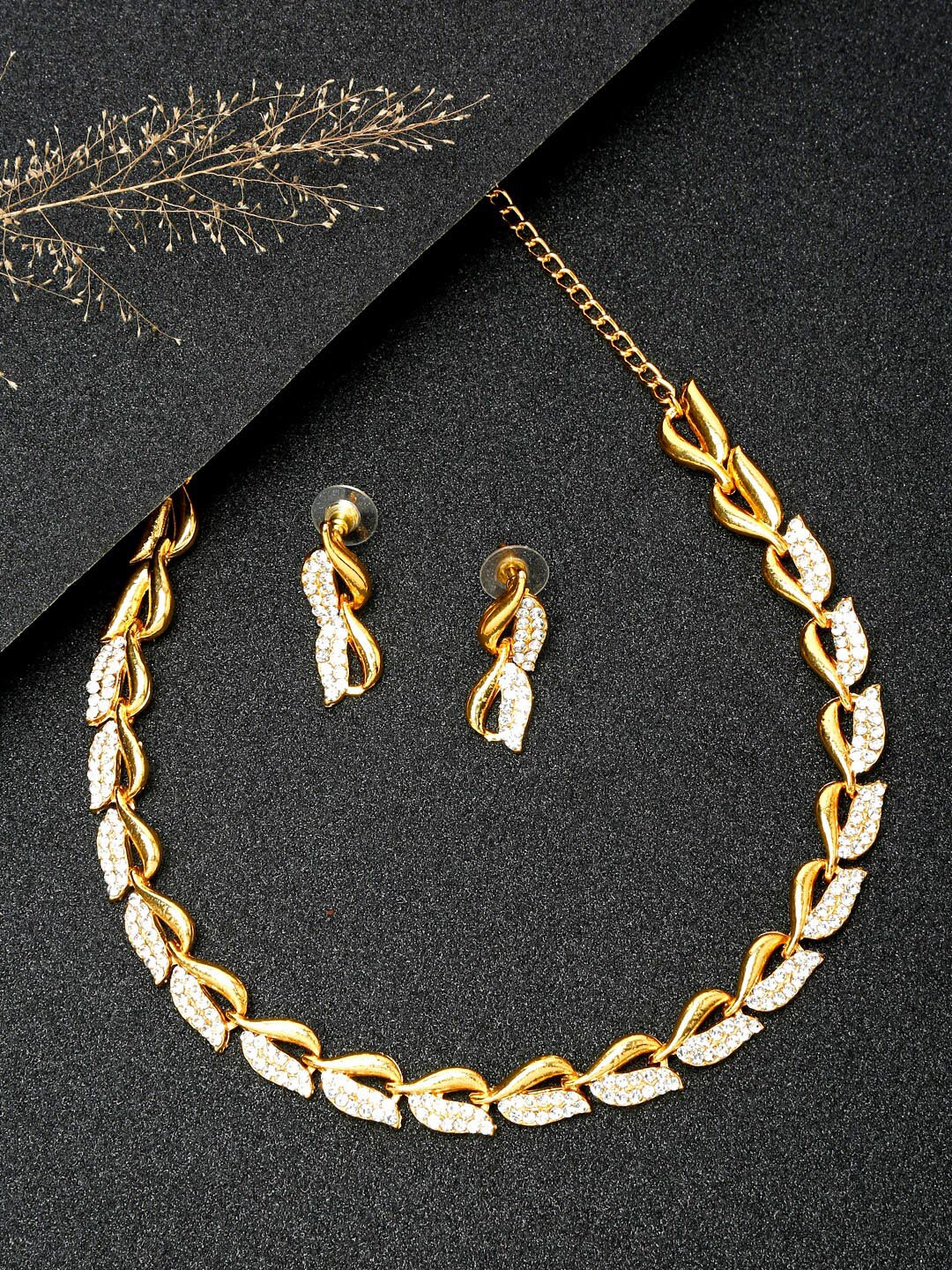 YouBella Gold-Plated Stone Studded Jewellery Set