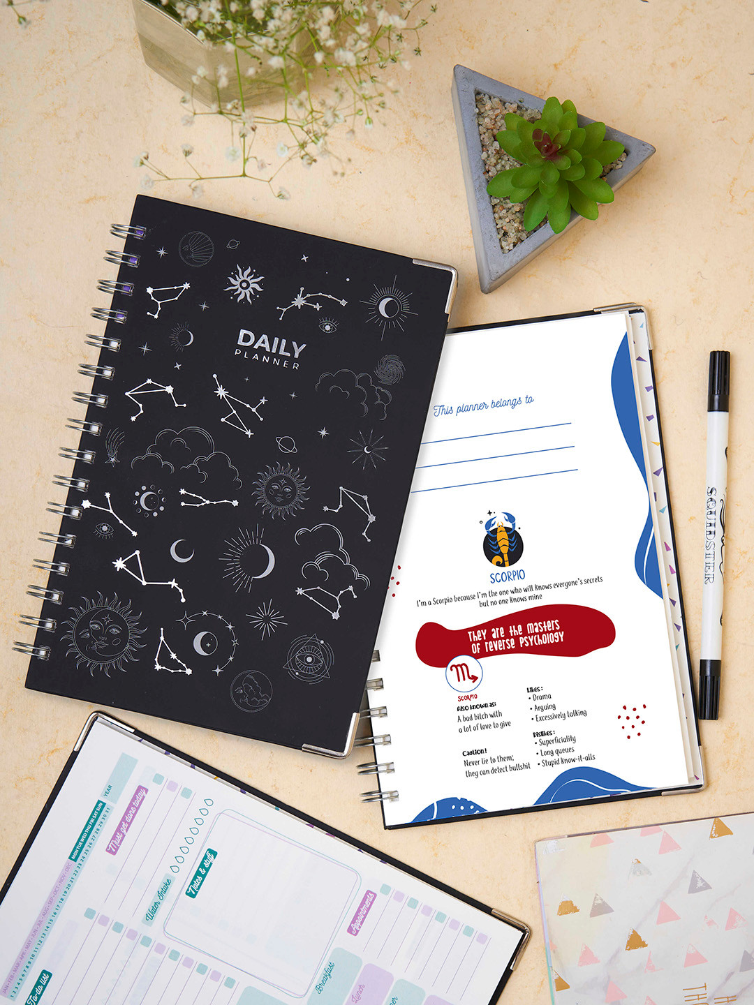 Doodle Printed Zodiac Scorpio A5 Daily Planner Notebook