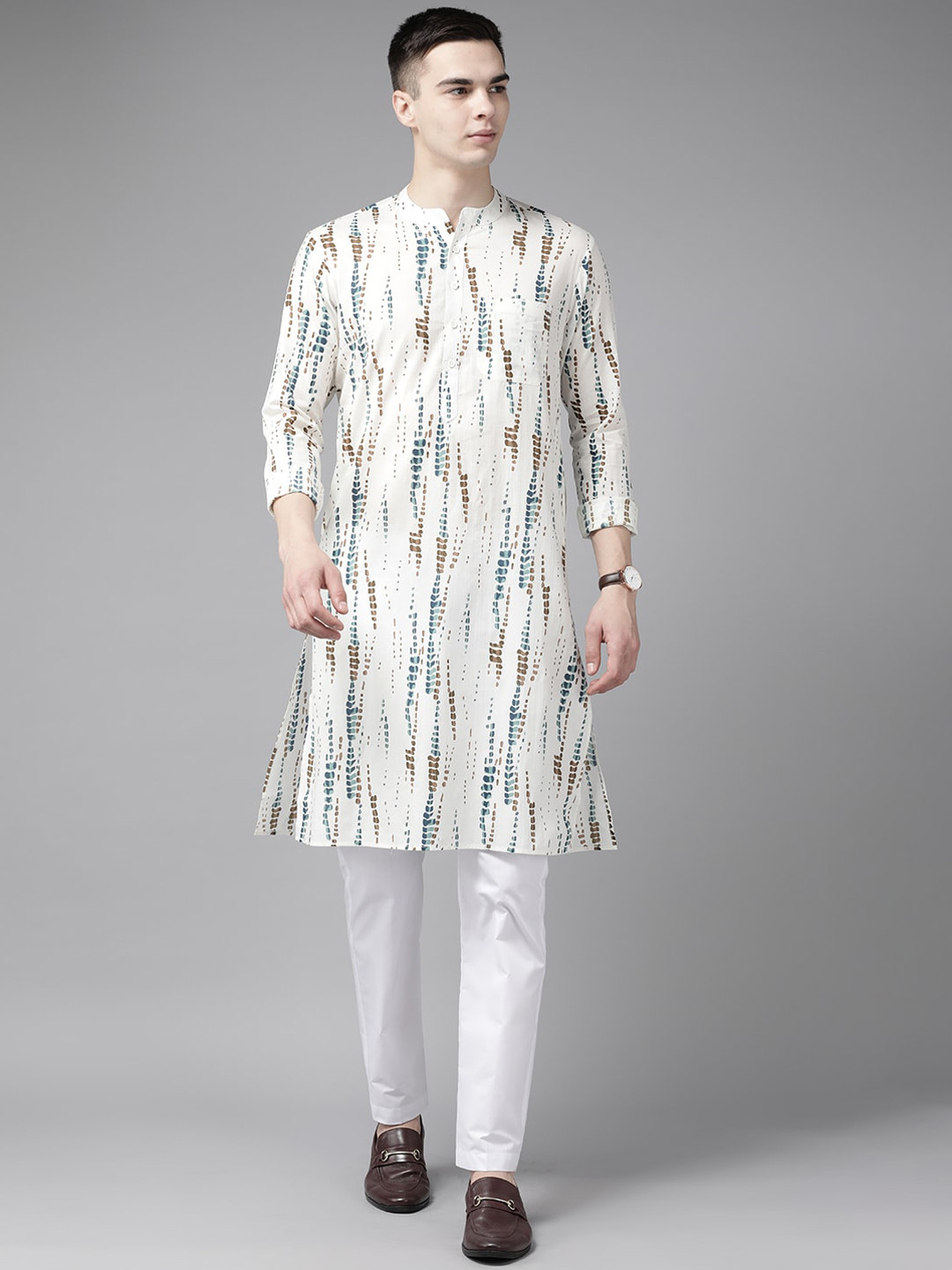 See Designs Abstract printed Mandarin Neck Straight Kurta