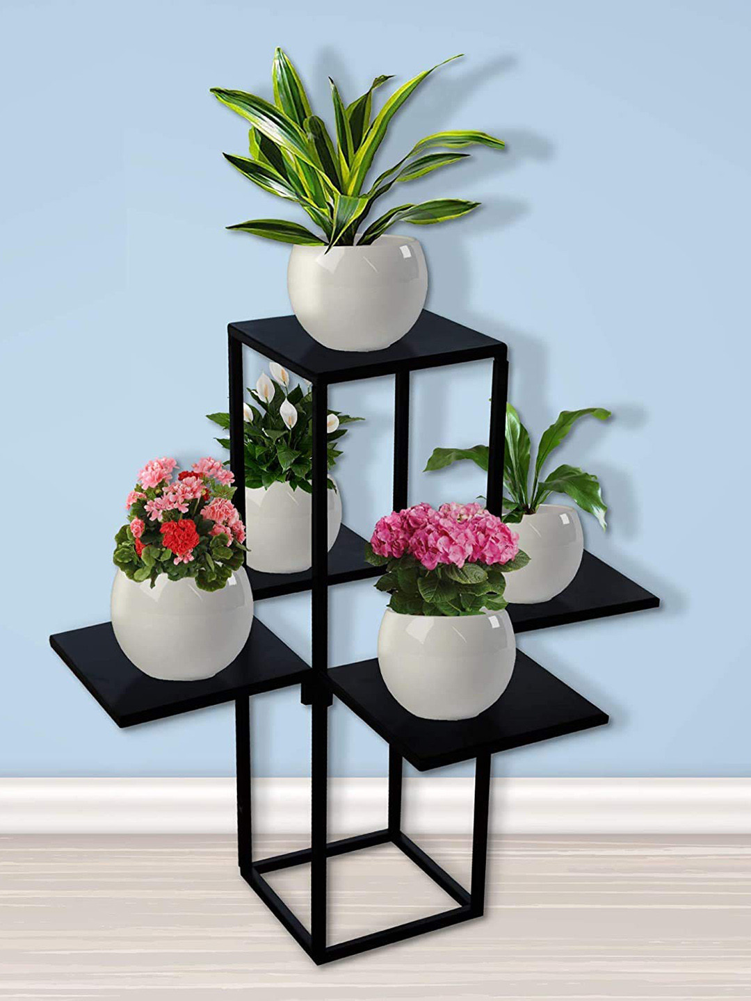 TRUSTBASKET Olive Black 5-Tier Planter Stand
