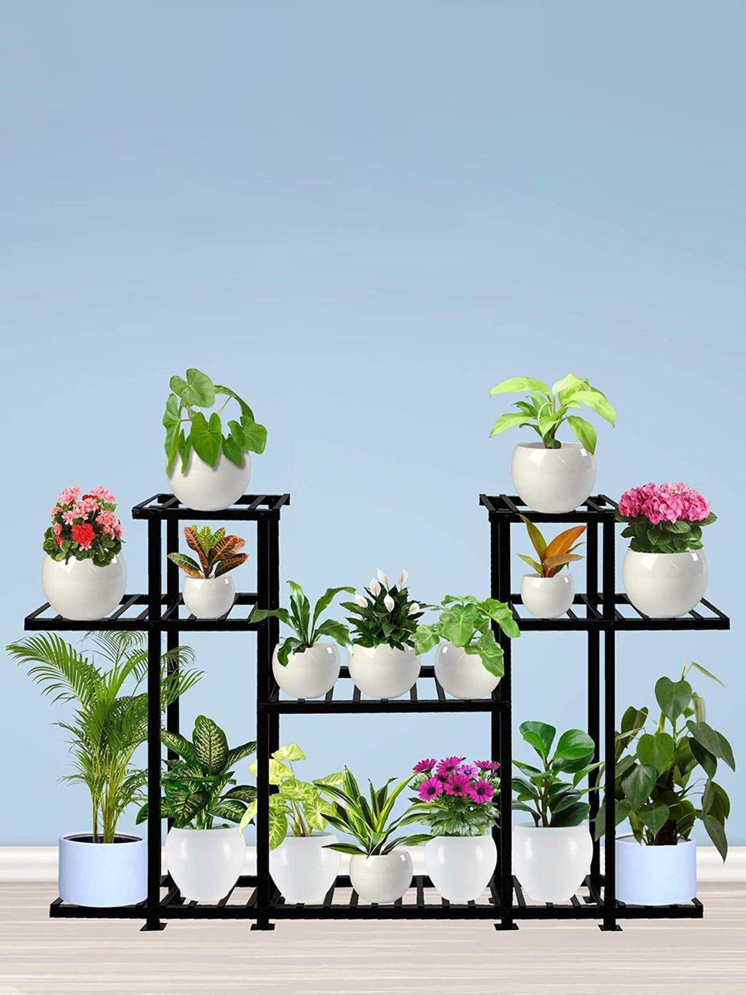 TRUSTBASKET Aster  Black Textured Rack Planter Stand