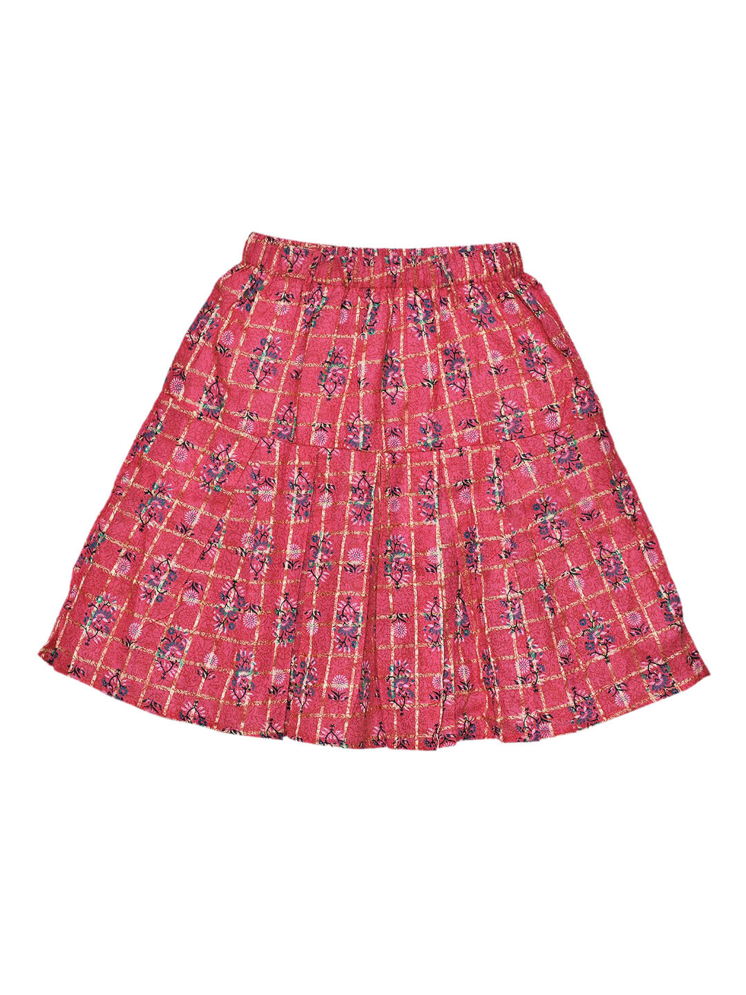 SWEET ANGEL Girls Woven Designed Floral Printed Pure Cotton A-Line Skirt