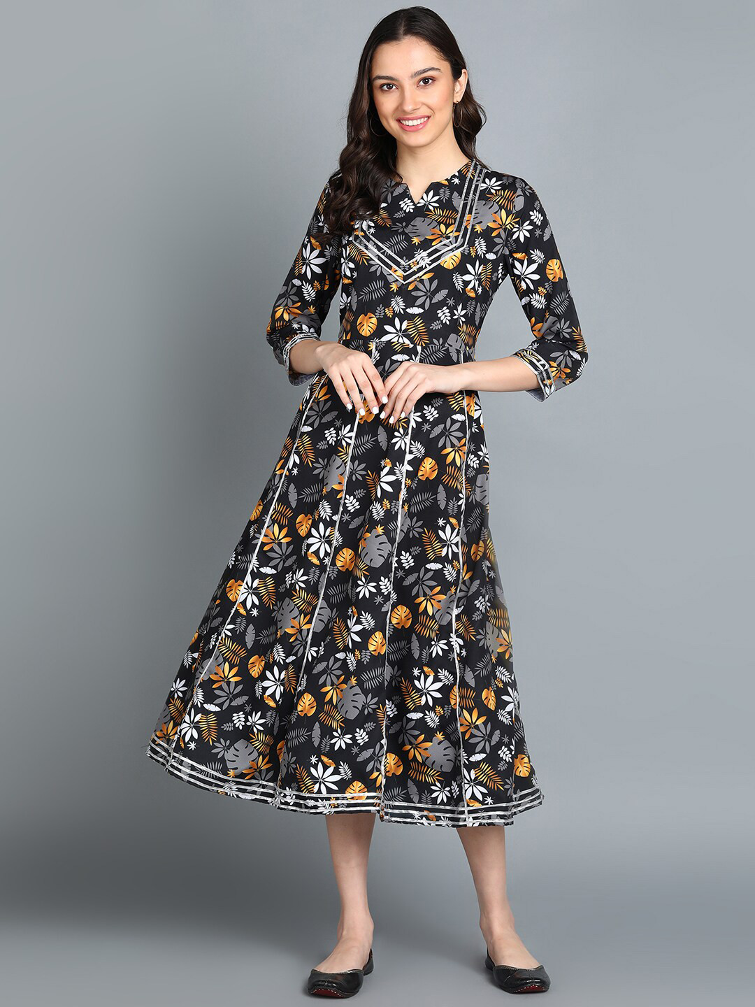 ZNX Clothing Tropical Printed Midi Dress
