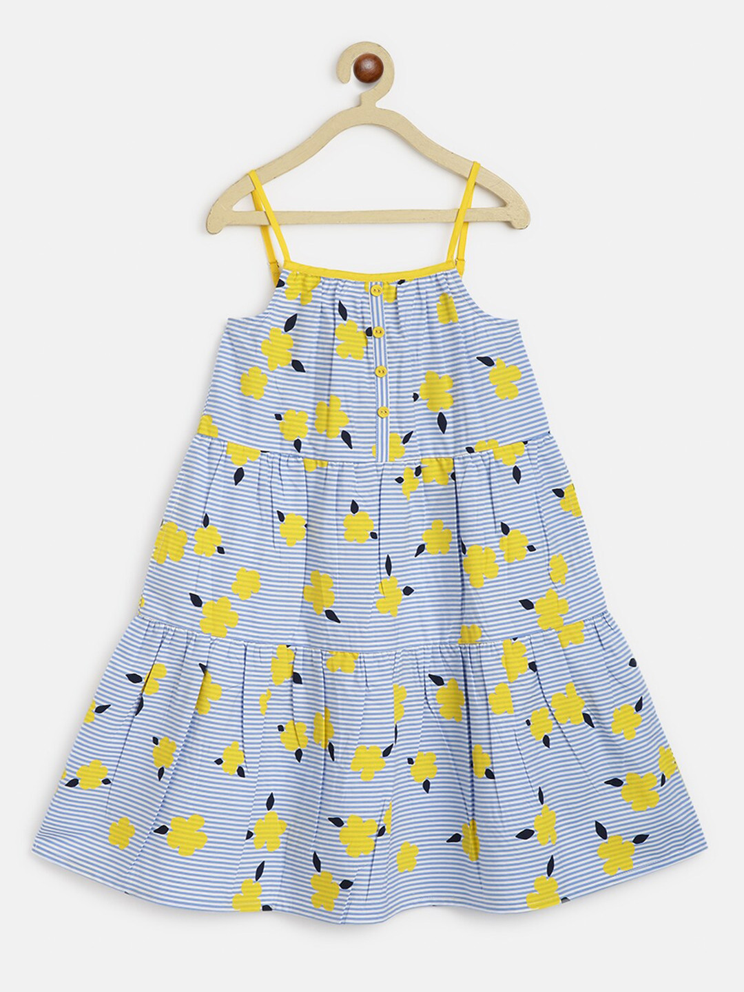 Campana Girls Floral Printed Cotton Shoulder Strap A-Line Dress