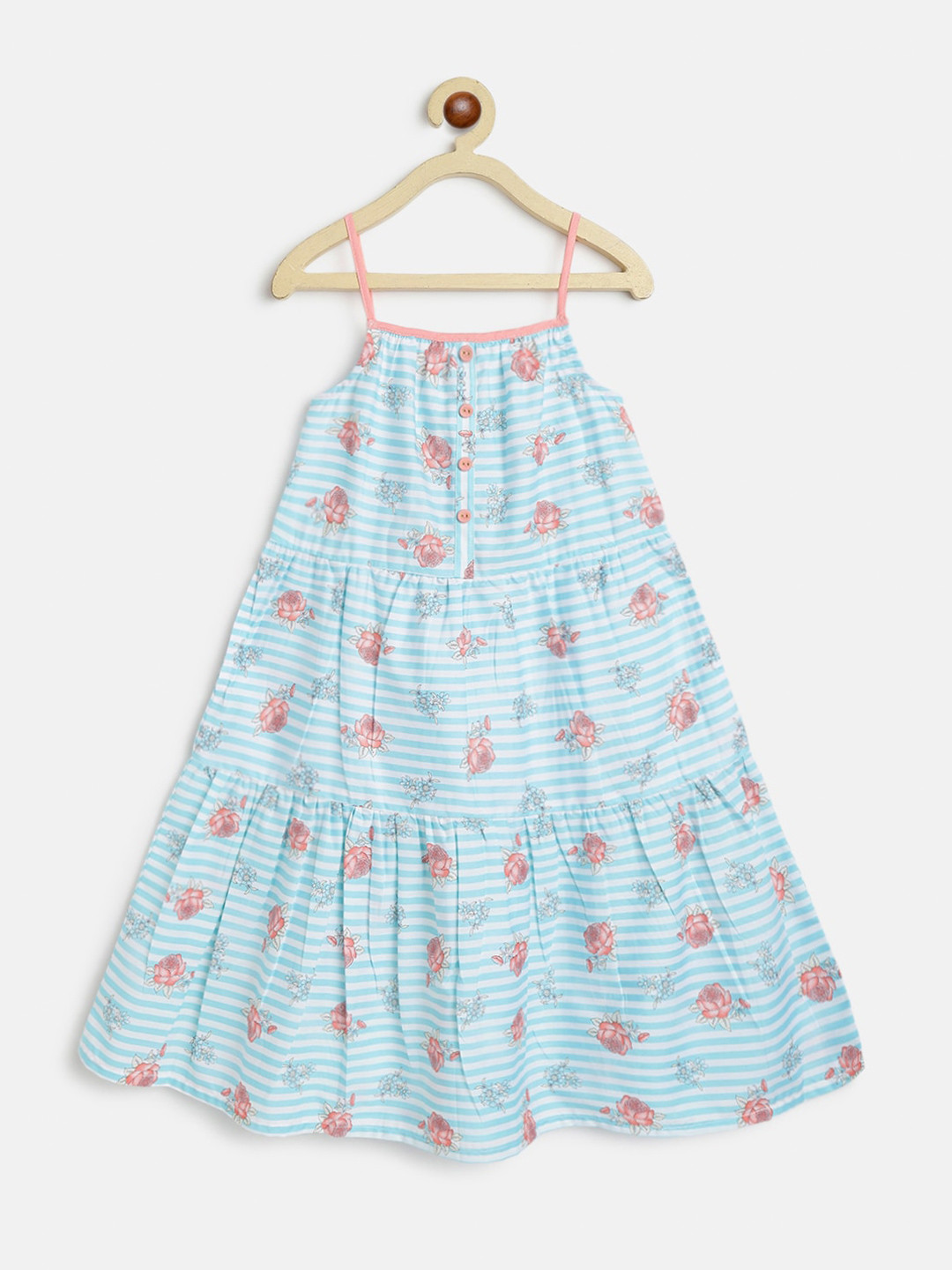 Campana Girls Sleeveless Below Knee Length Empire Printed Cotton Dress
