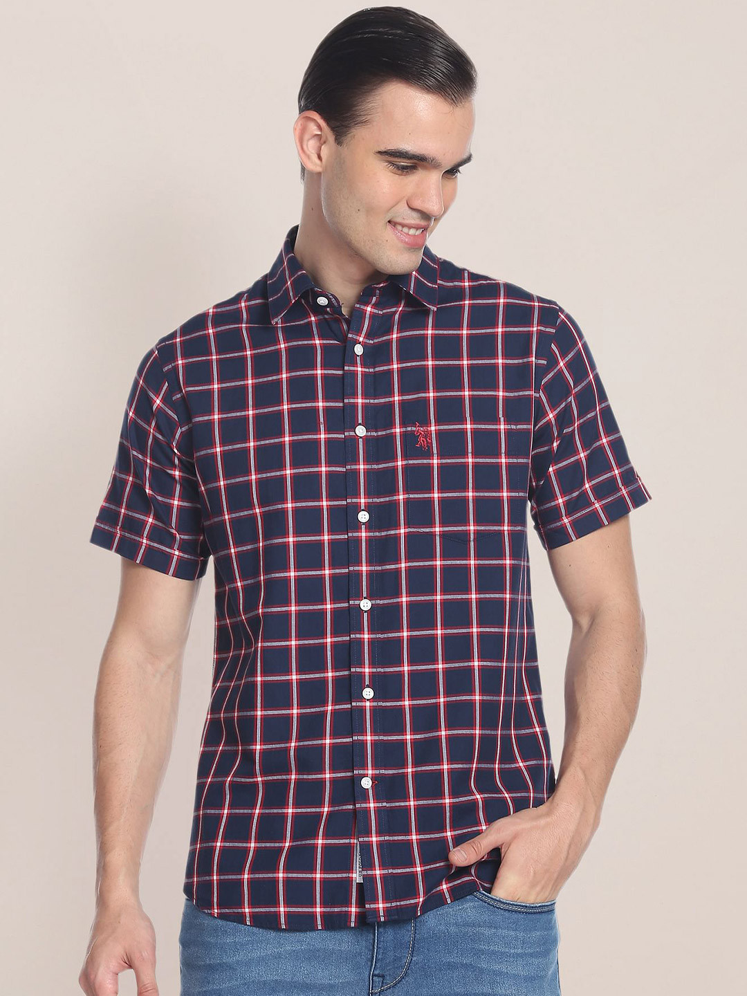 U.S. Polo Assn. Checked Pure Cotton Casual Shirt