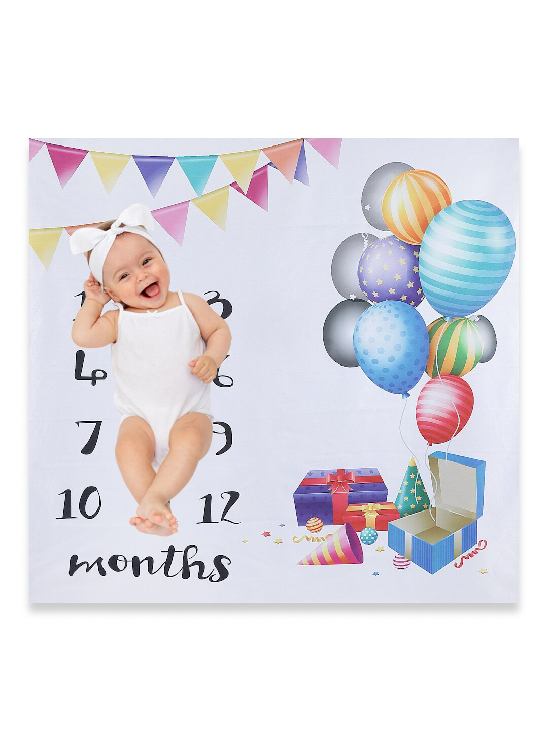 Babymoon White Graphic Cotton 210 TC Single Fine Bedsheet -39 x 39 inches