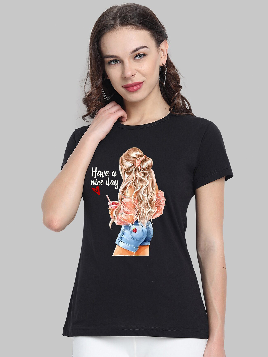CHOZI Women Graphic Printed Bio Finish Cotton T-shirt
