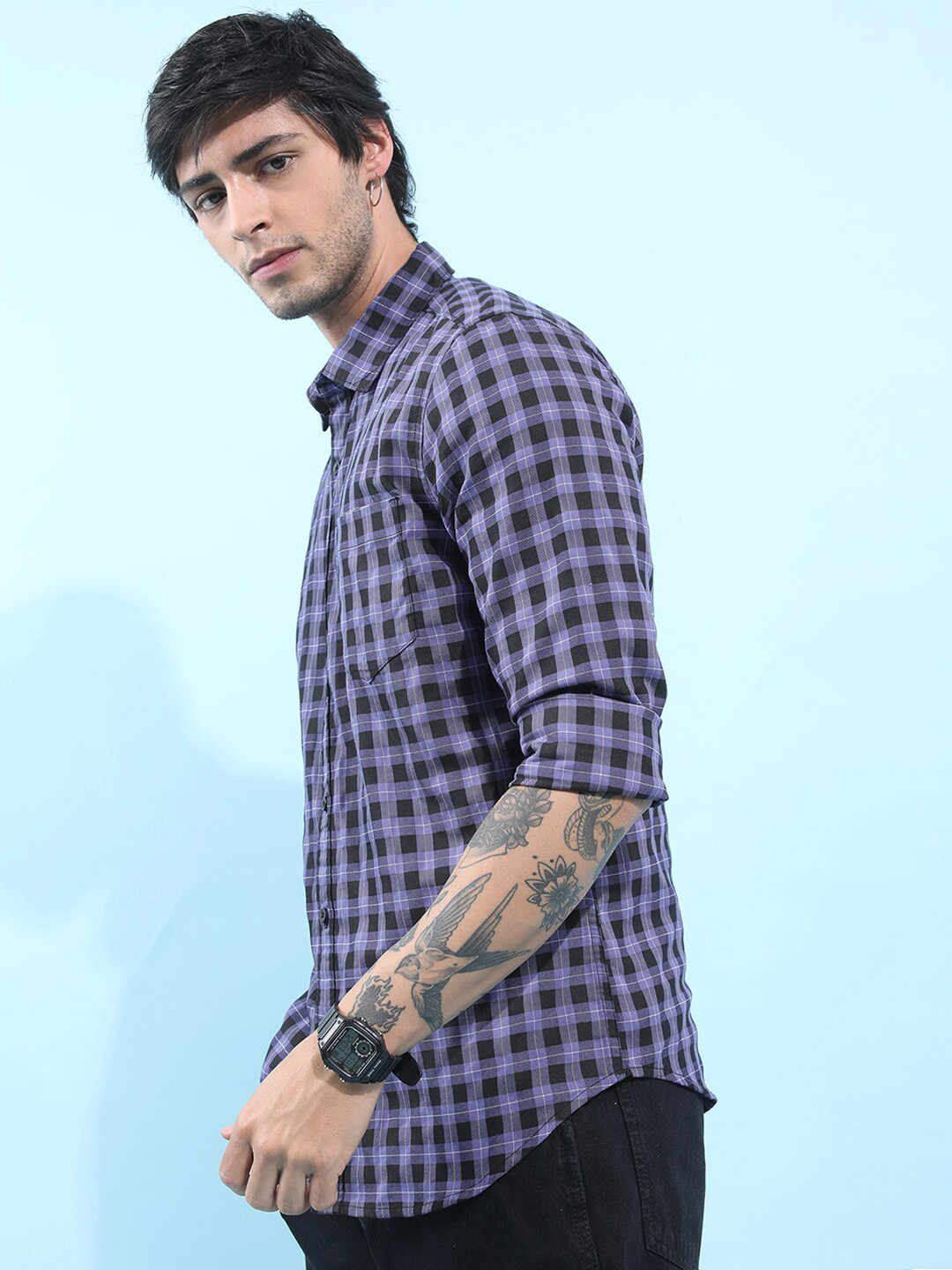 HIGHLANDER Checked Slim Fit Casual Shirt