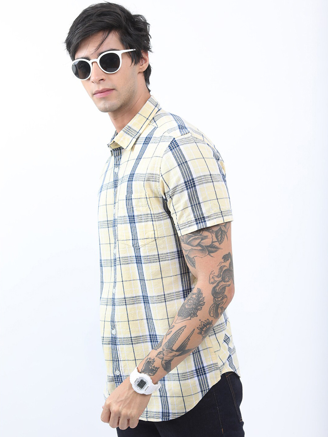 HIGHLANDER Checked Slim Fit Casual Shirt