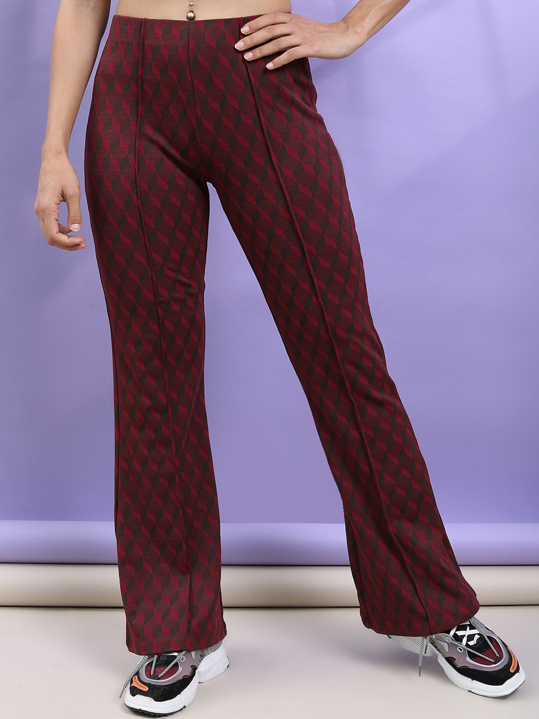 Tokyo Talkies Women Printed Bootcut Trousers