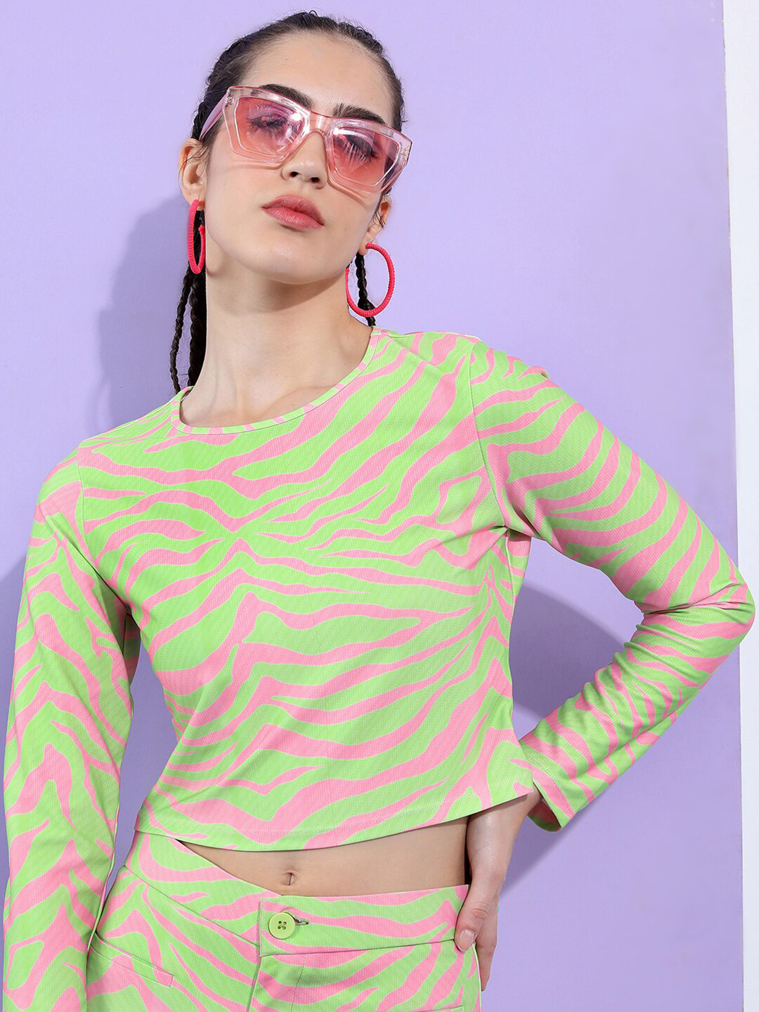 Tokyo Talkies Abstract Printed Crop Top