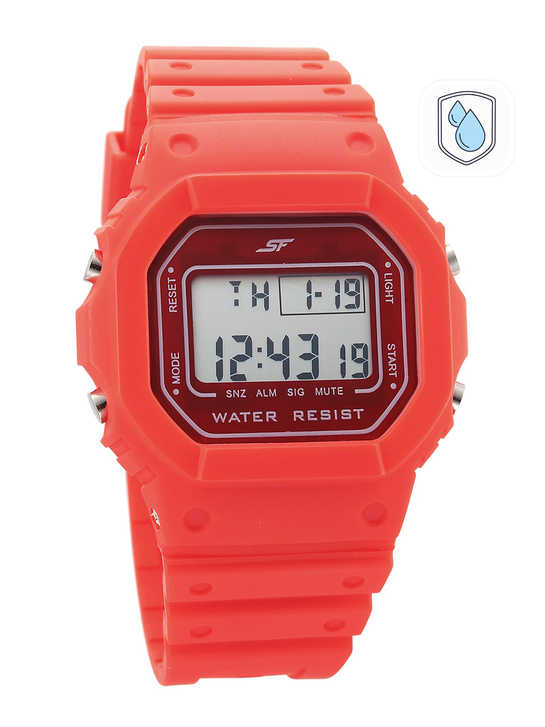 Sonata Unisex Red Dial & Straps Digital Watch 77122PP03