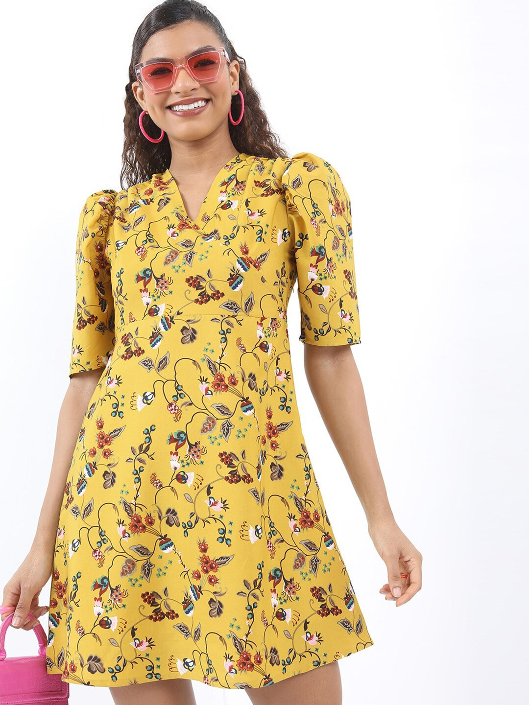 KETCH Yellow Floral Mini Dress