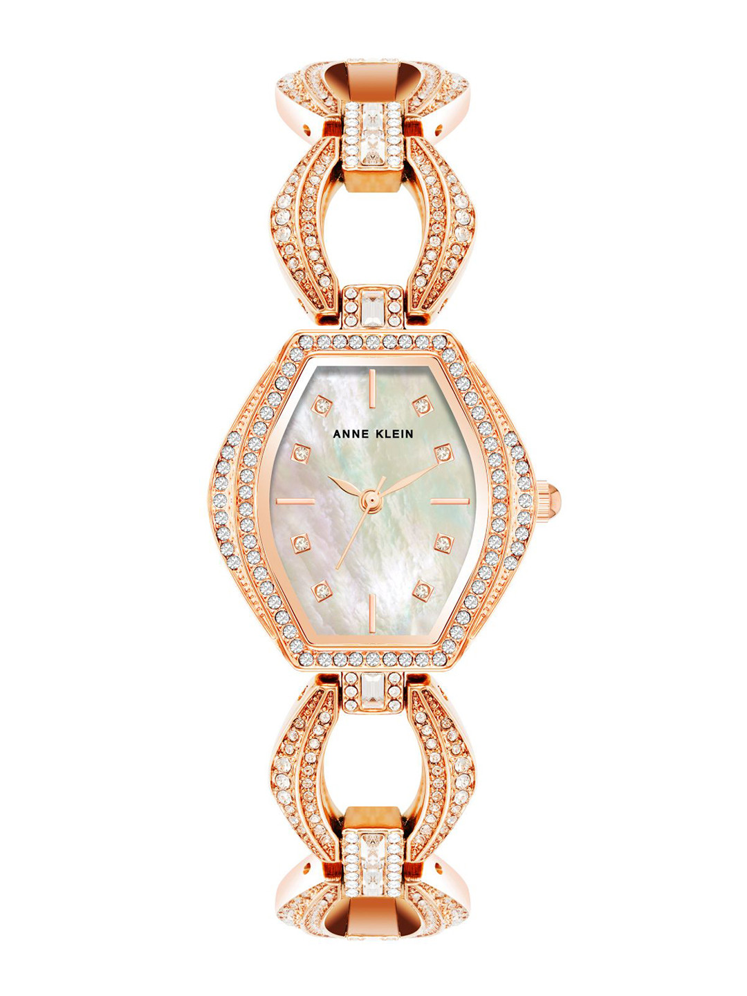 ANNE KLEIN Women Embellished Toned Bracelet Style Straps Analogue Watch AK4020MPRG
