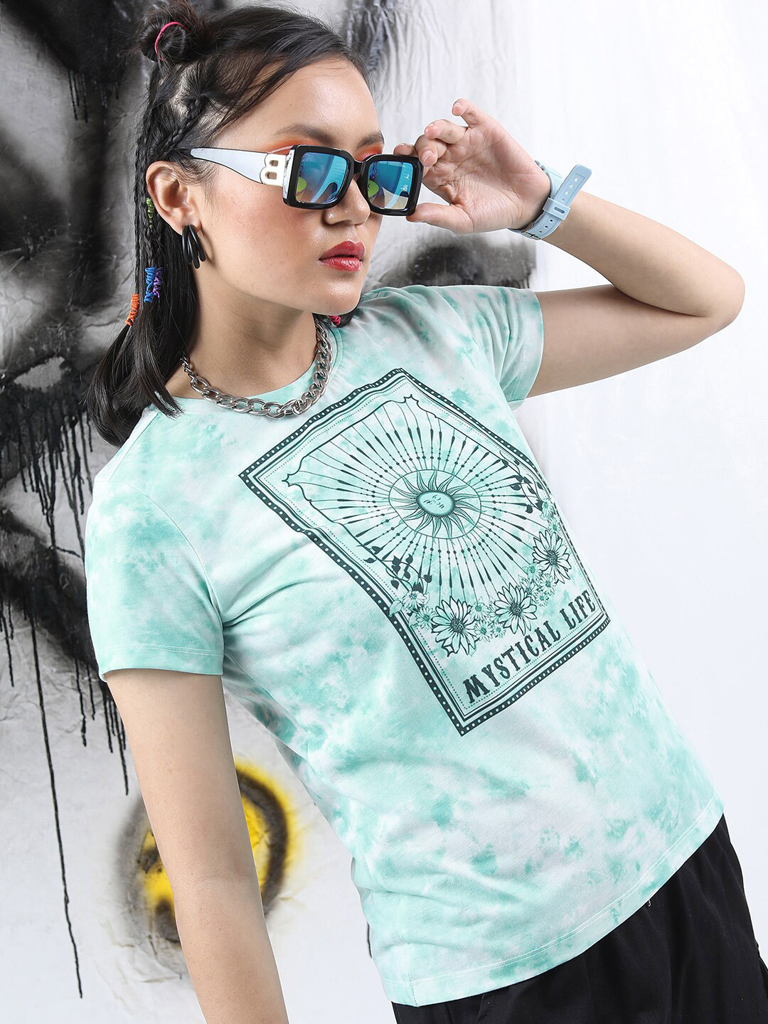 Tokyo Talkies Tie & Dye Graphic Printed T-shirt