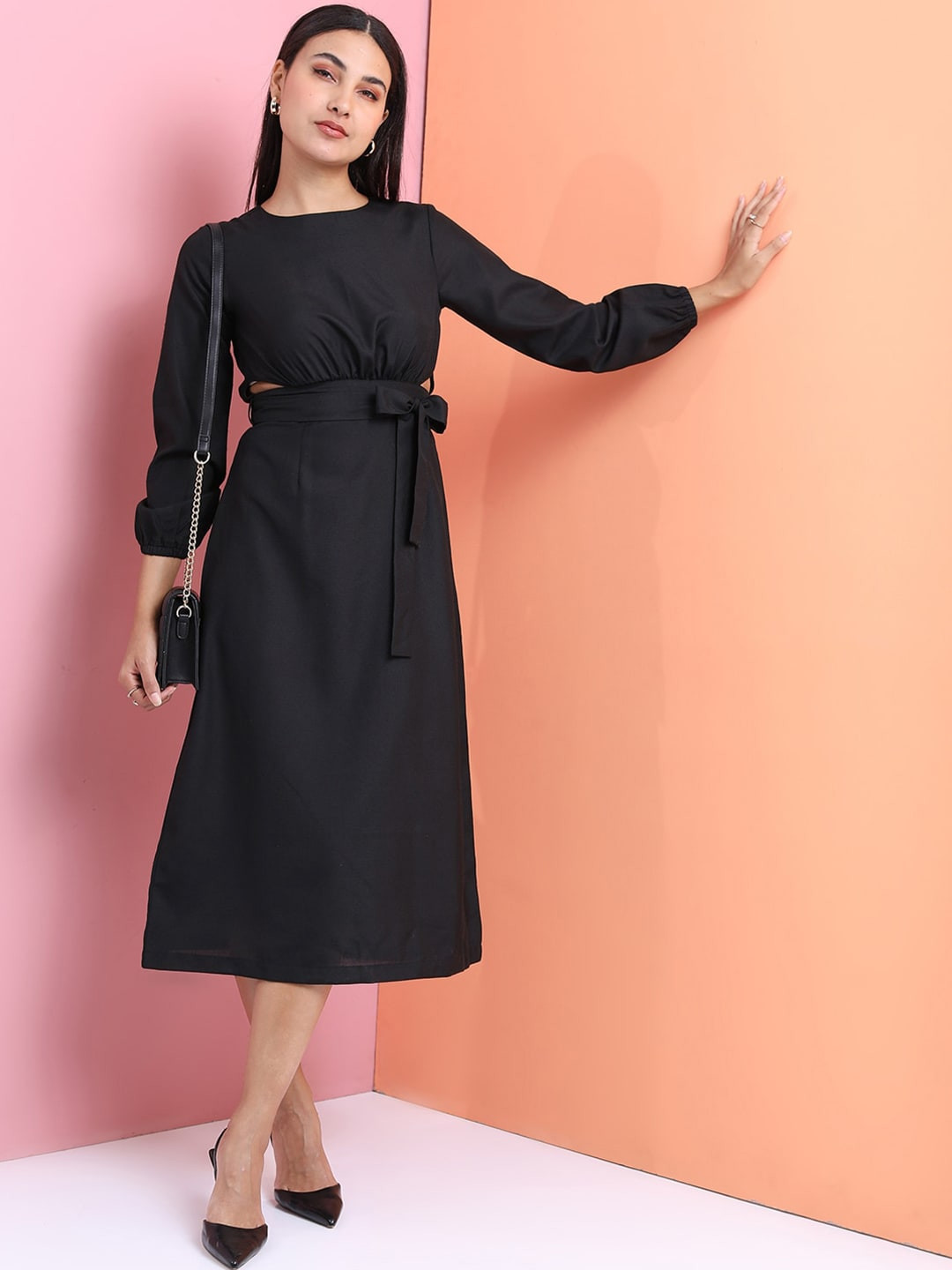 Tokyo Talkies A-Line Cut-Out Midi Dress