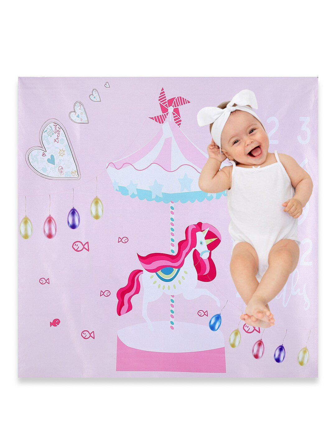 Babymoon Milestone Pink Graphic Cotton 210 TC Single Fine Bedsheet -59 x 87 inches