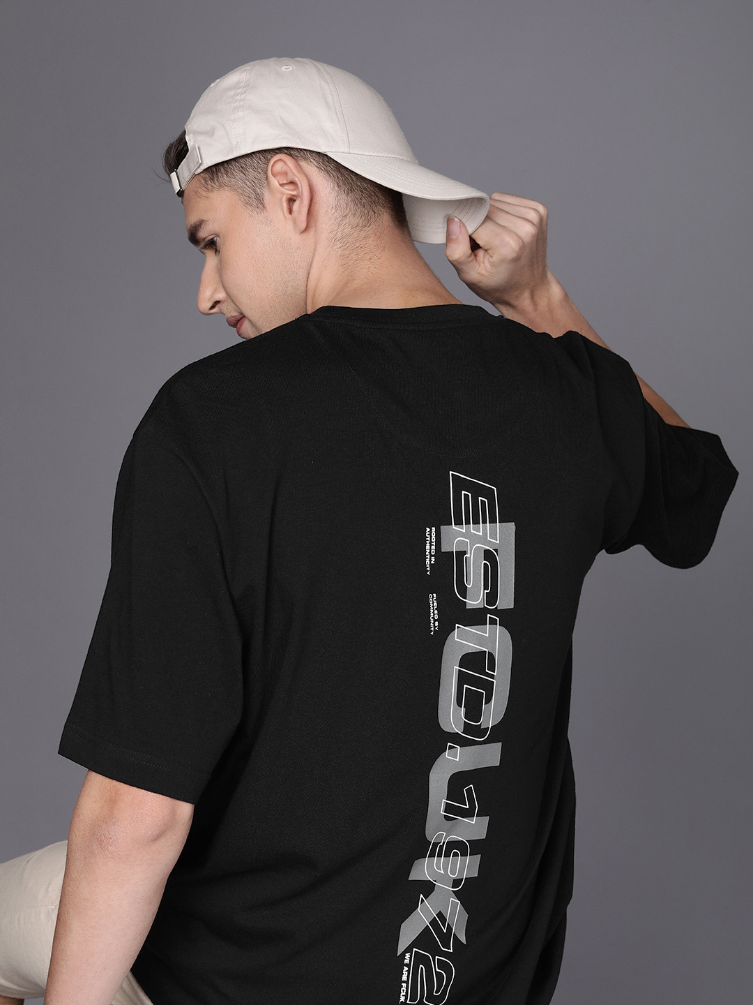 FCUK Men Pure Cotton Brand Logo Printed Drop-Shoulder Sleeves Oversized Fit T-shirt