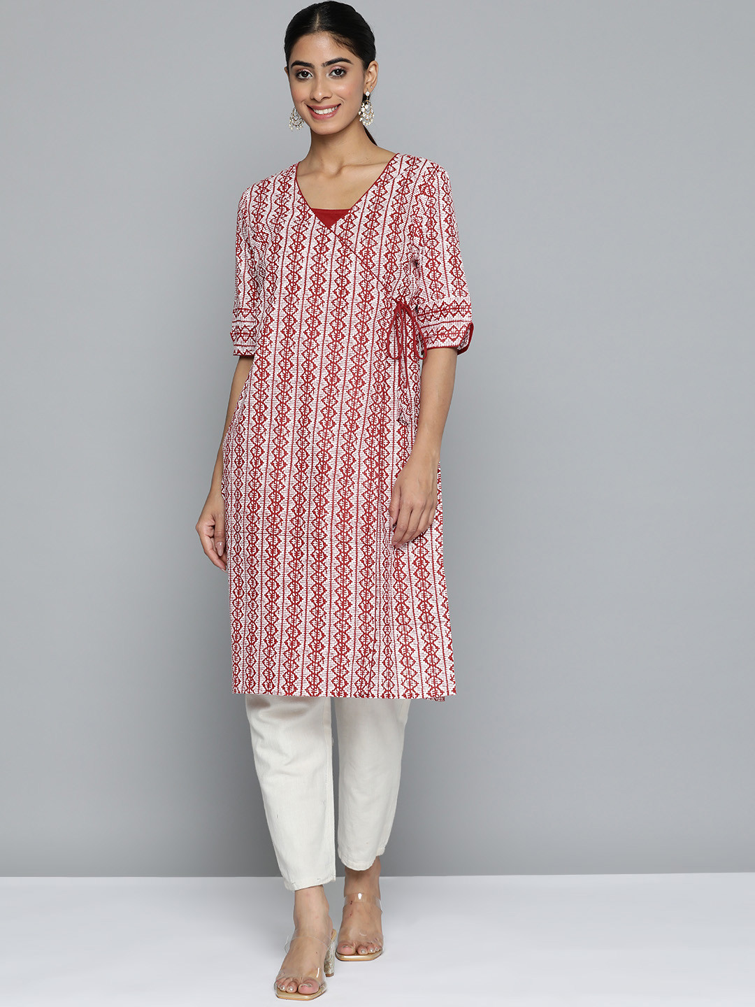 HERE&NOW Printed Wrap Designed Layered Kurta