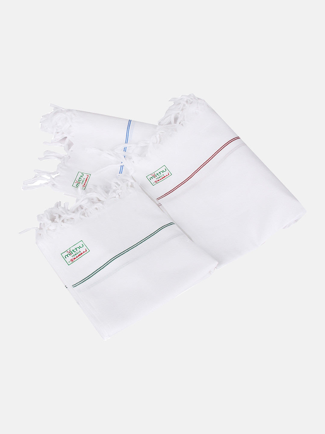 Ramraj Pack of 3 Pure cotton Solid White 120 GSM Towel Set