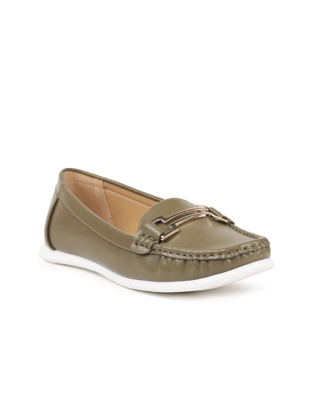womens olive green loafers