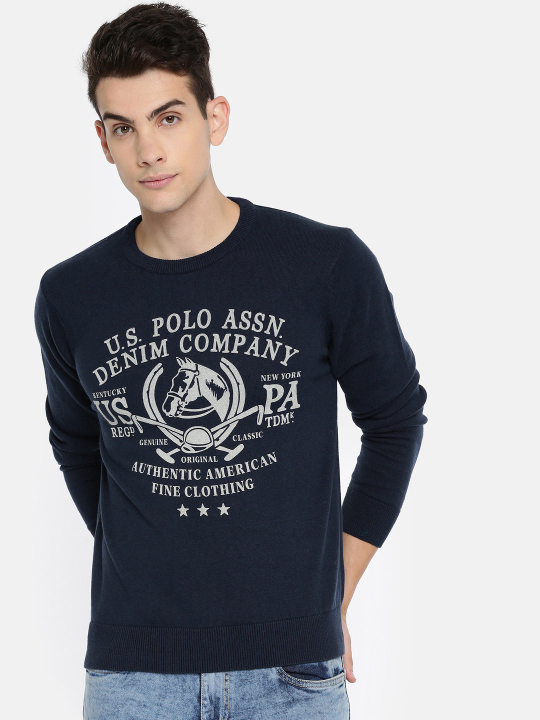 U.S. Polo Assn. Denim Co. Men Navy Printed Pullover