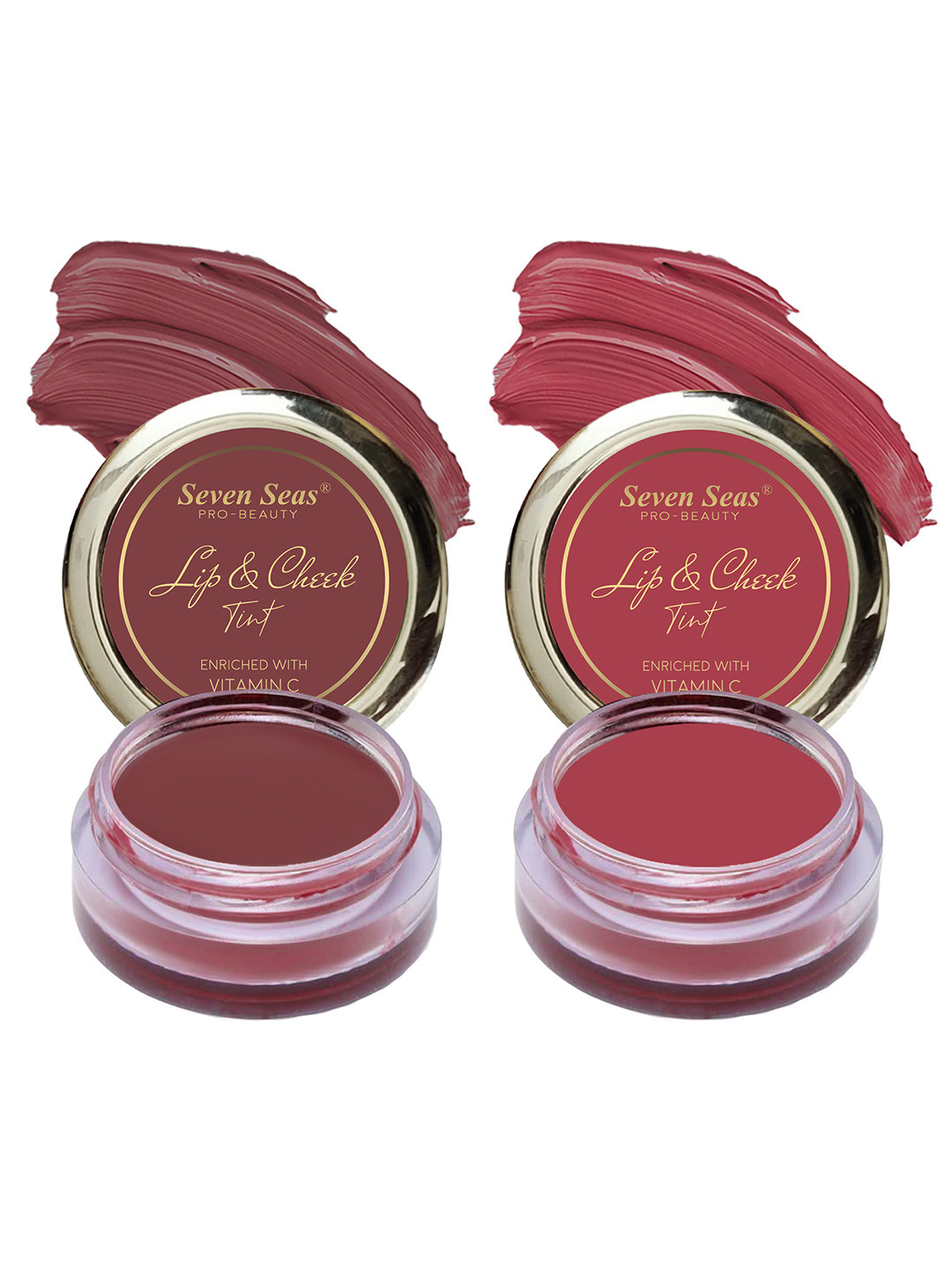 Seven Seas Set of 2 Vitamin C Lips & Cheek Tint 8 g Each - Copper Rust & Hippie Pink