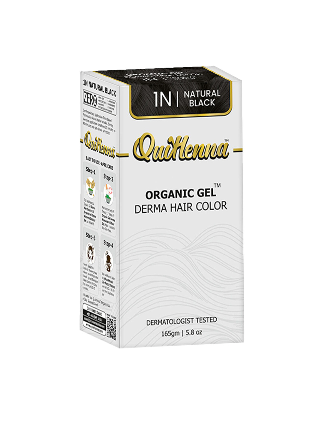 QUIKHENNA Organic Gel Derma PPD & Ammonia-Free Hair Color 165 g - Natural Black 1N