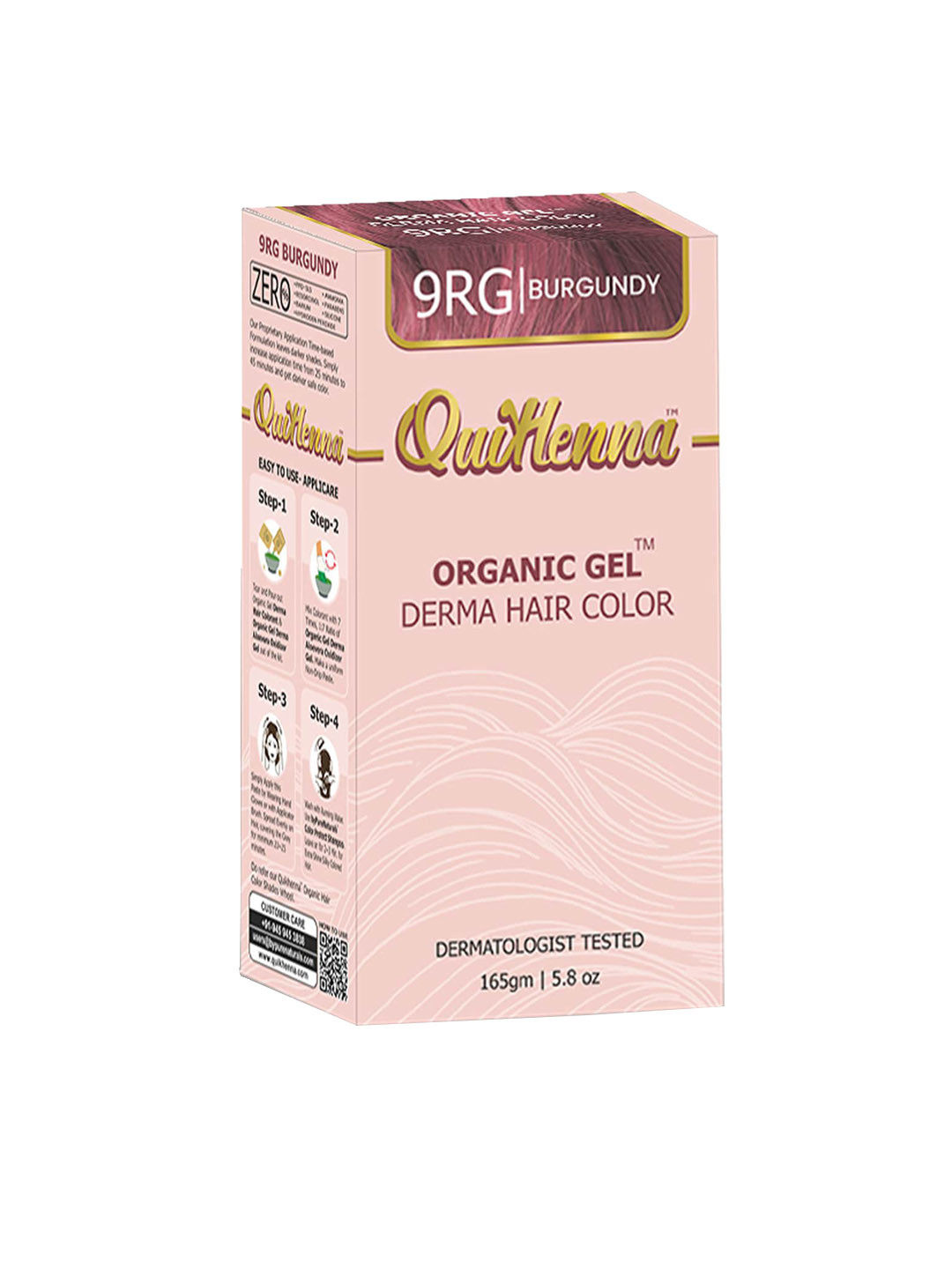 QUIKHENNA Organic Gel Derma PPD & Ammonia-Free Hair Color 165 g - Burgundy 9RG