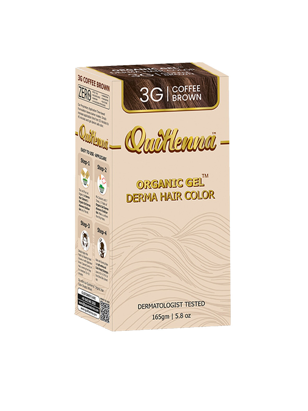 QUIKHENNA Organic Gel Derma Ammonia Free Hair Color 165 g - Coffee Brown 3G