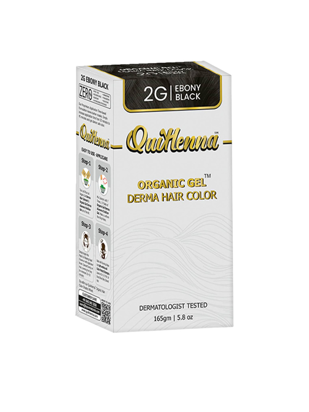 QUIKHENNA Organic Gel Derma Ammonia Free Hair Color 165 g - Ebony Black 2G