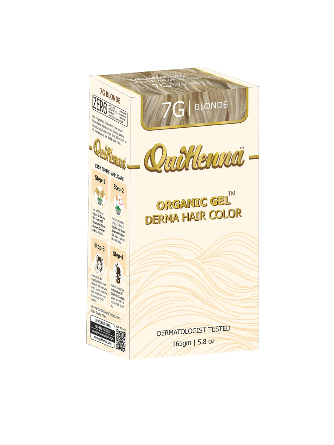 QUIKHENNA Organic Gel Derma Ammonia Free Hair Color 165 g - Blonde 7G