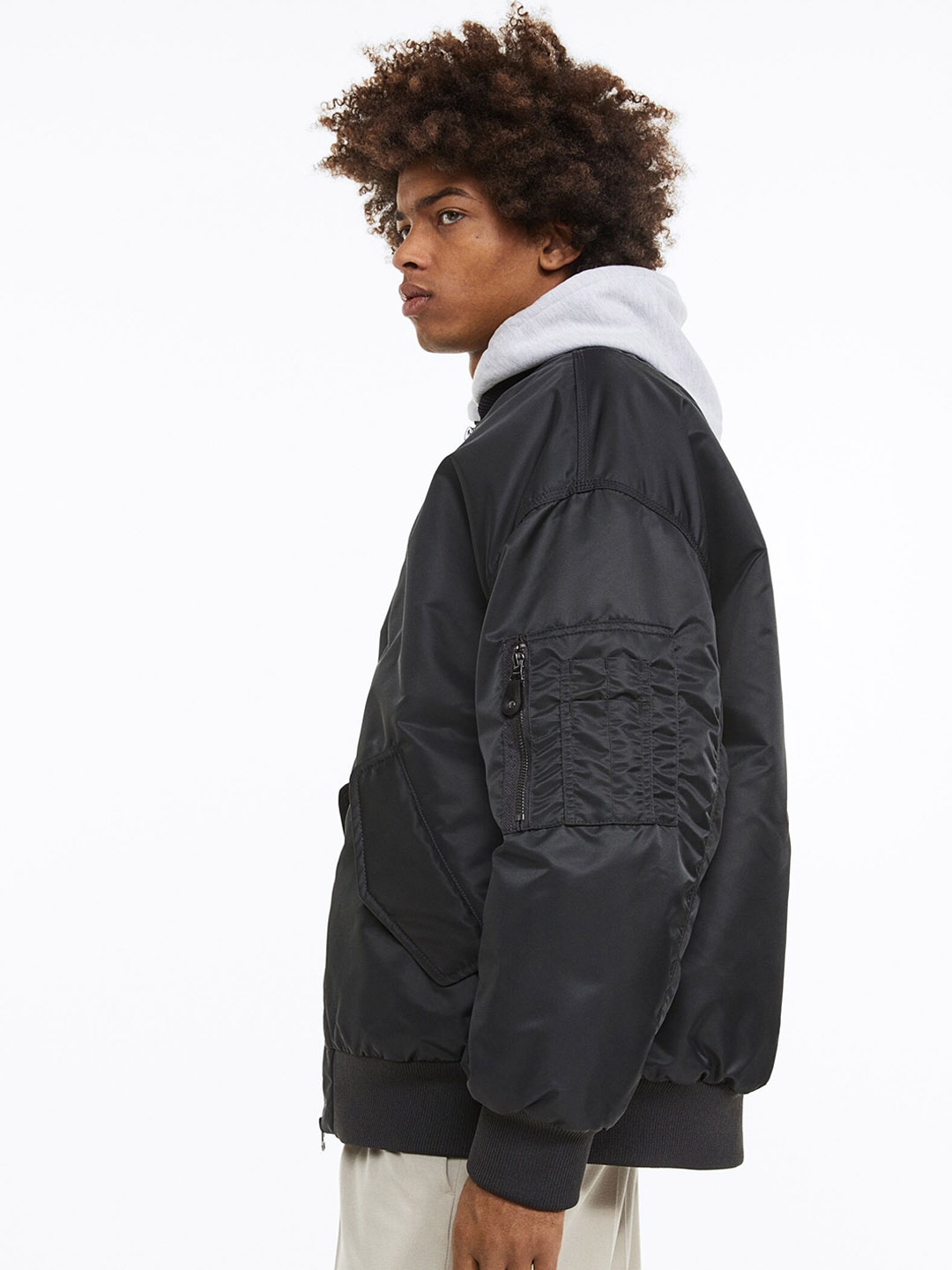 Oversized bomber jacket with hoodie store