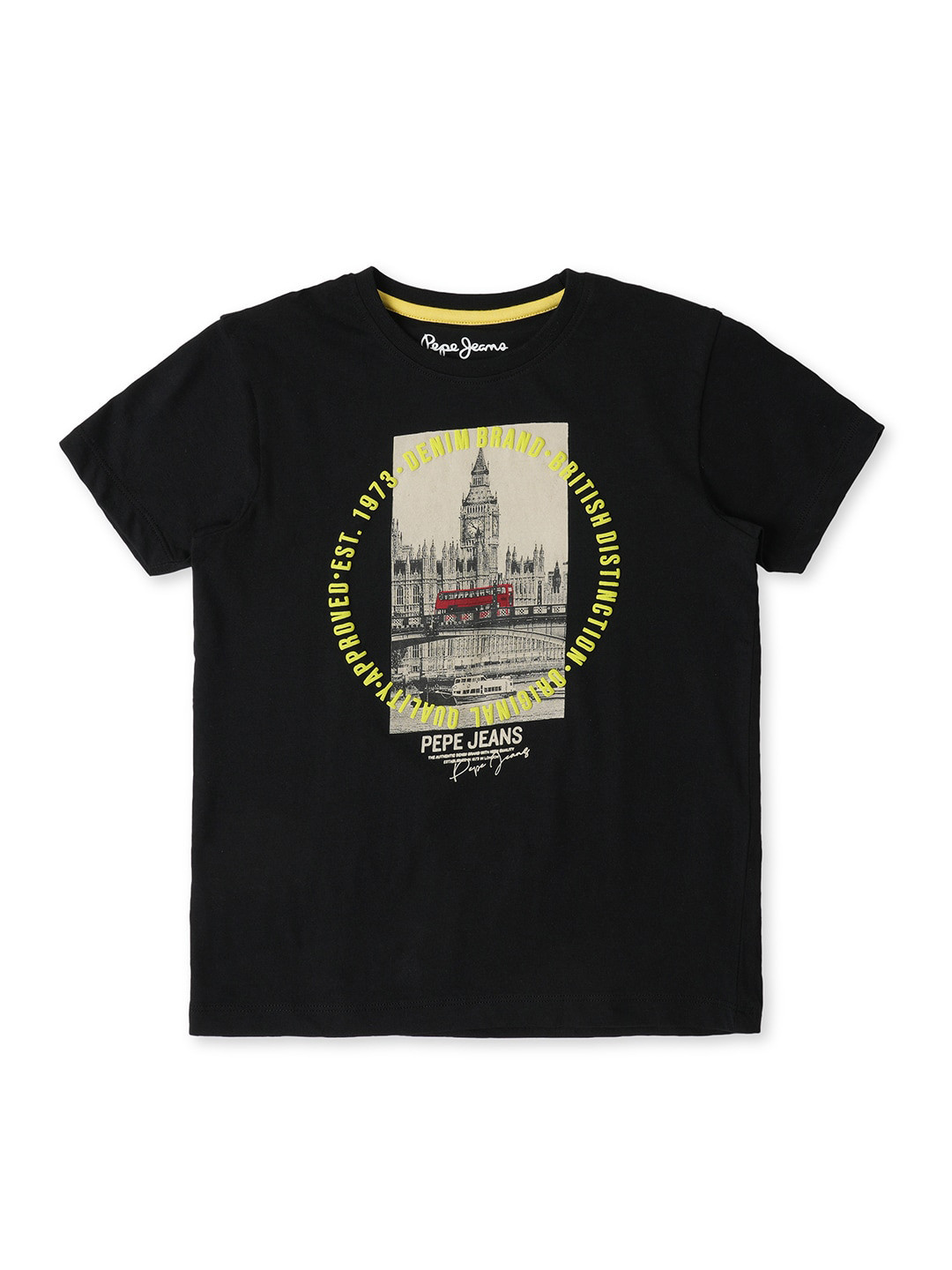 Pepe Jeans Boys Black Printed Applique T-shirt