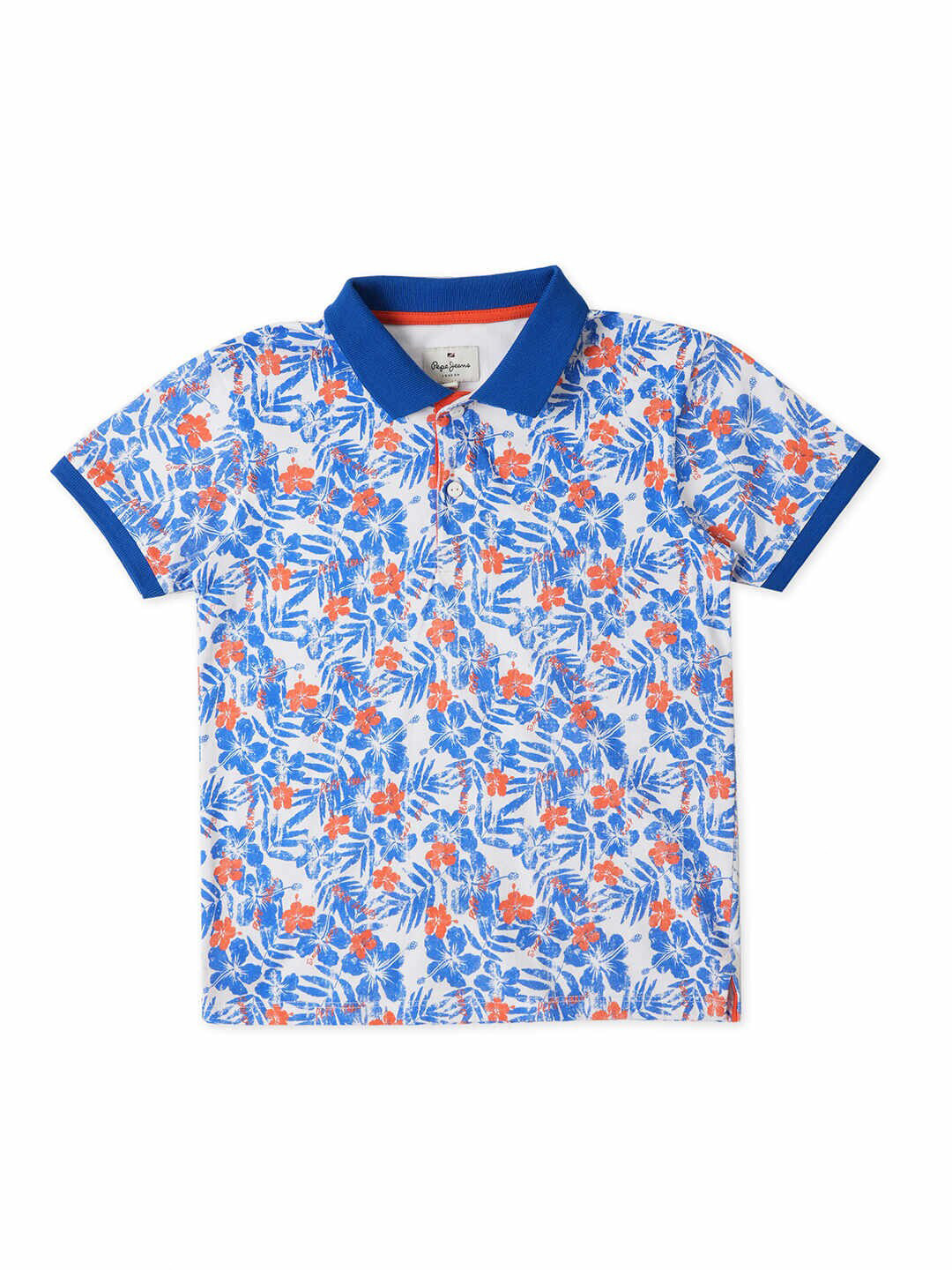 Pepe Jeans Floral Printed Polo Collar Cotton T-shirt